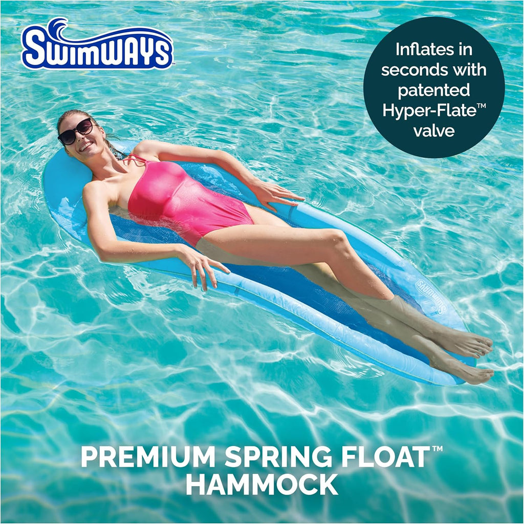 Spring Float Premium Hammock Lounger, Inflatable Pool Floats Adult with Fast Inflation for Ages 15 & Up