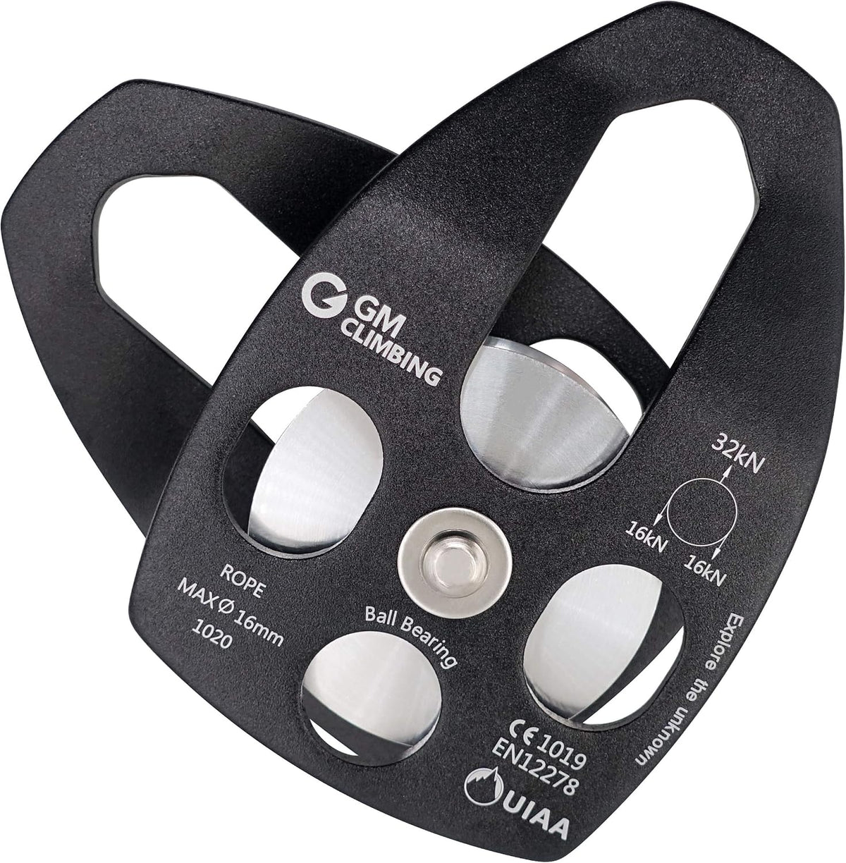 GM CLIMBING Large Rescue Pulley 32kN Single Sheave with Swing Plate CE UIAA Certified