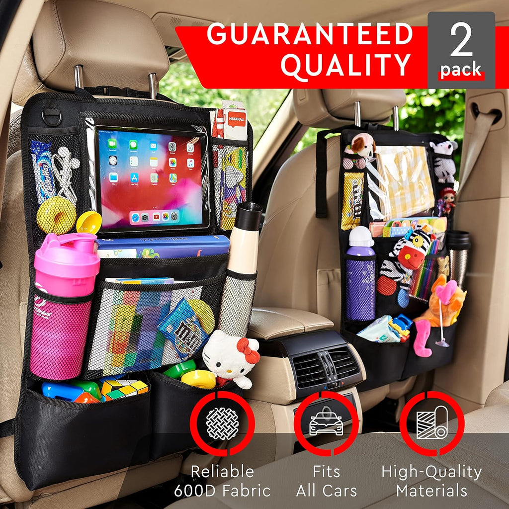 Backseat Car Organizer, Kick Mats Back Seat Protector with Touch Screen Tablet Holder, Back Seat Organizer for Kids
