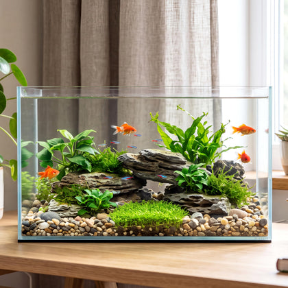 10 Gallon Ultra Clear Glass Fish Tank, Easy to Maintain Small Rimless Aquarium for Betta/Goldfish/Snails/Shrimp and