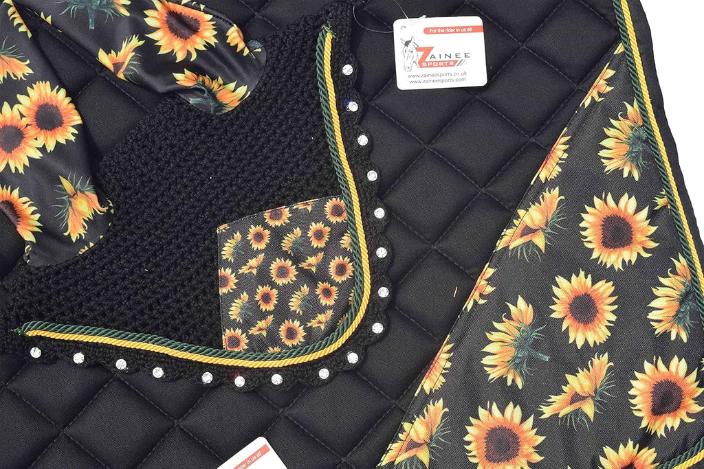 Sunflower All Purpose English Saddle Pad, Handmade Jumping Saddle Pad, Fly Bonnet Special, and This Saddle pad is
