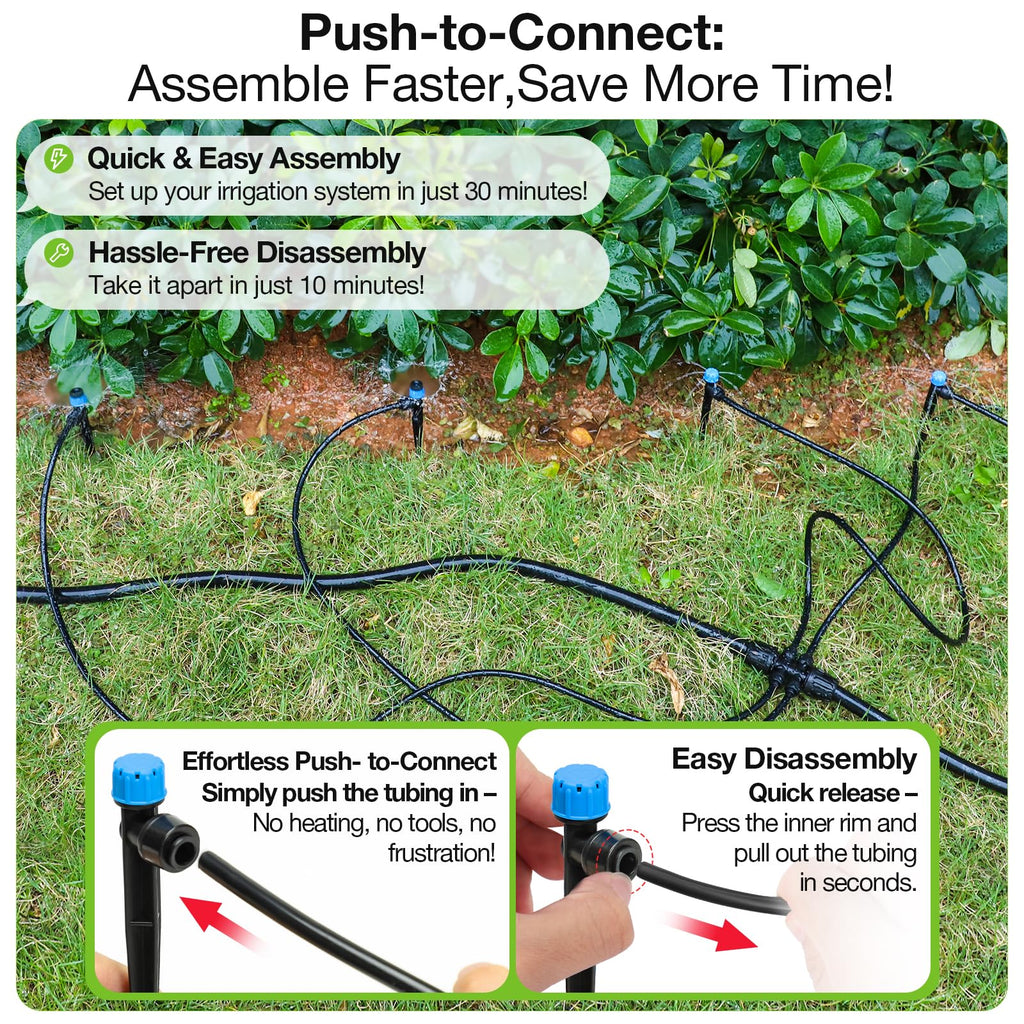 20Pcs Drip Irrigation Emitters, Quick Push-to-Fit Connect Drip Stream