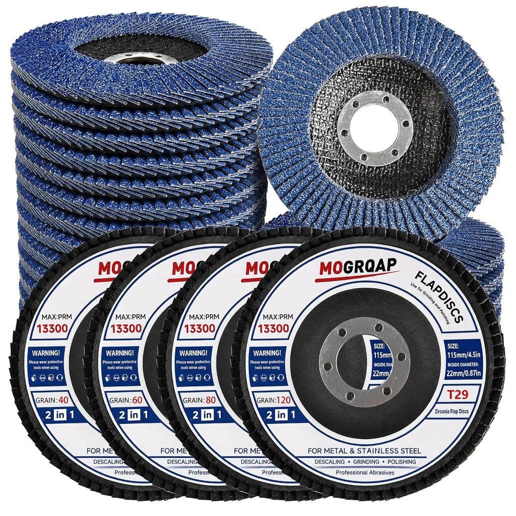 20 PCS Flap Discs 4.5" for Angle Grinder Type 29, Grit 40/60/80/120