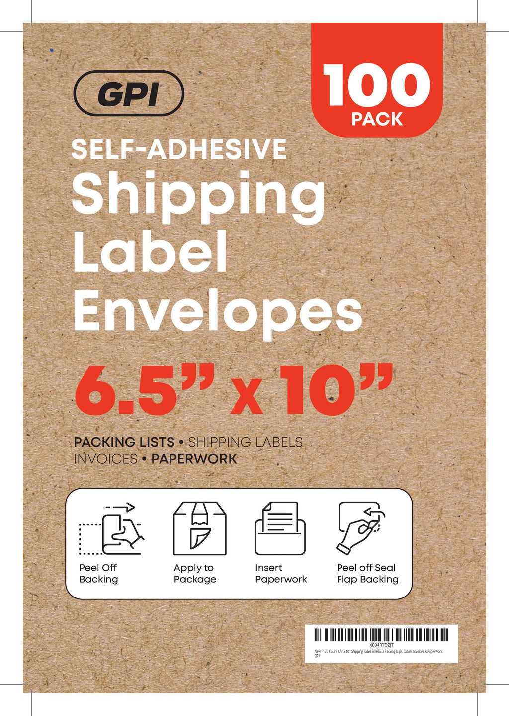 6.5"x10" Packing List Envelopes, 2000 Pack, 2 Mil, Self-Adhesive, Shipping