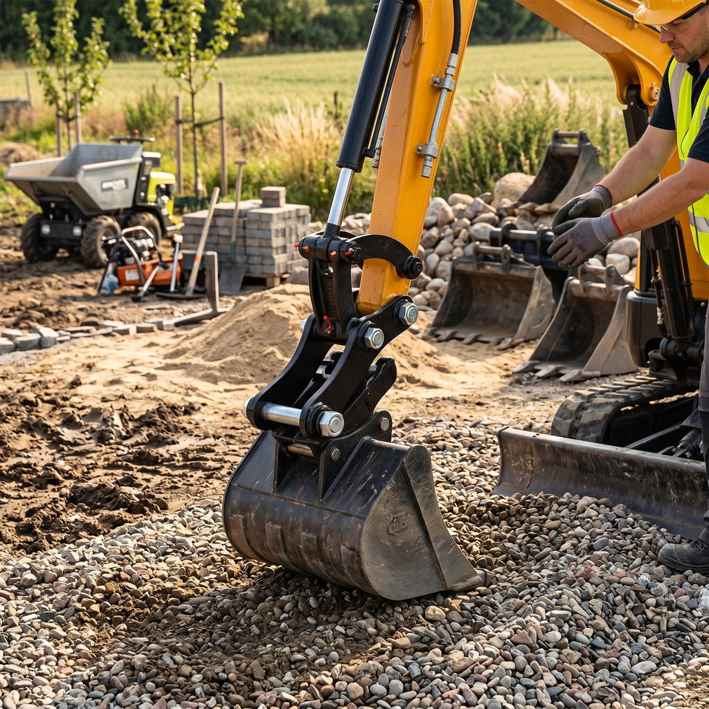 Eujgoov Mini Excavator Quick Coupler, Manganese Steel Quick Hitch Attachment for 0.8-2 Ton Small Excavators, with 25mm Installation Hole for Connection