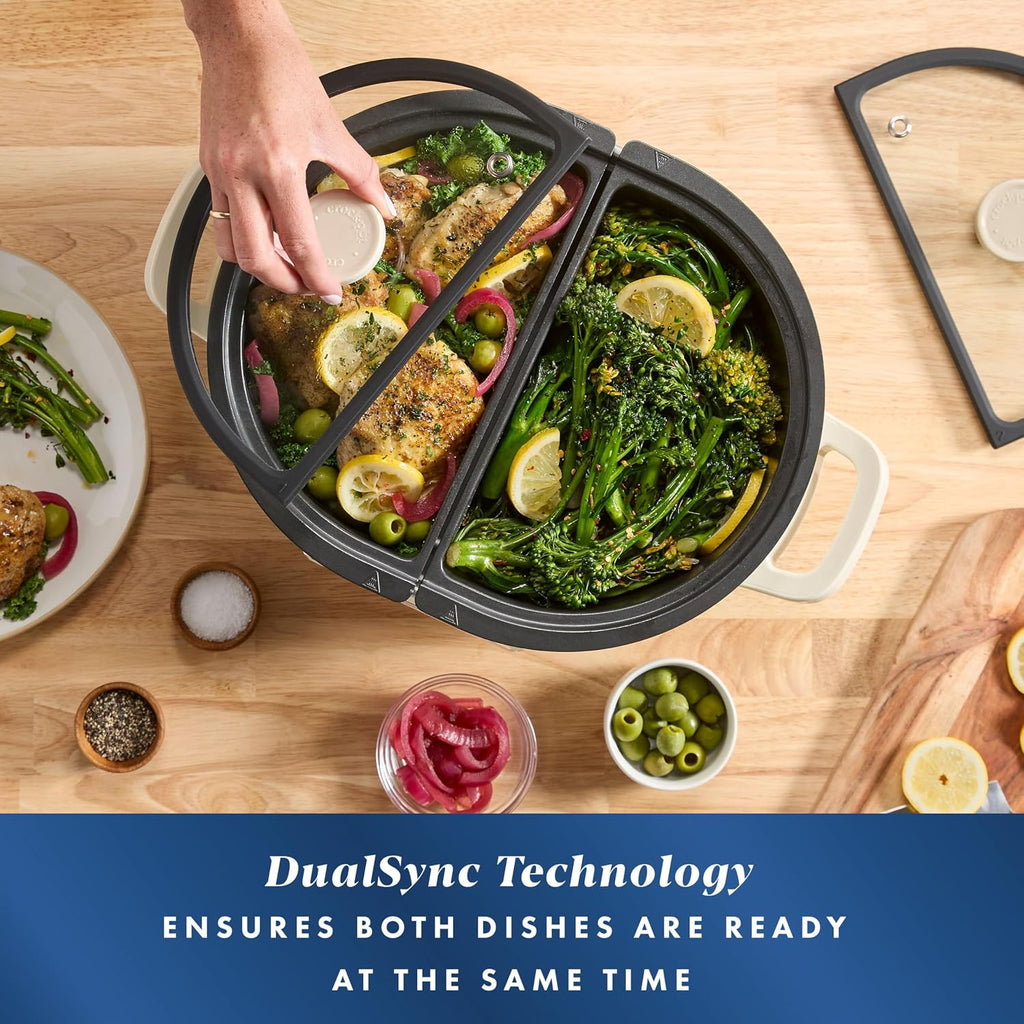 MultiMeal Multicooker and Programmable Slow Cooker with Bake Function, Create 2 Dishes Simultaneously, Two 3.7qt