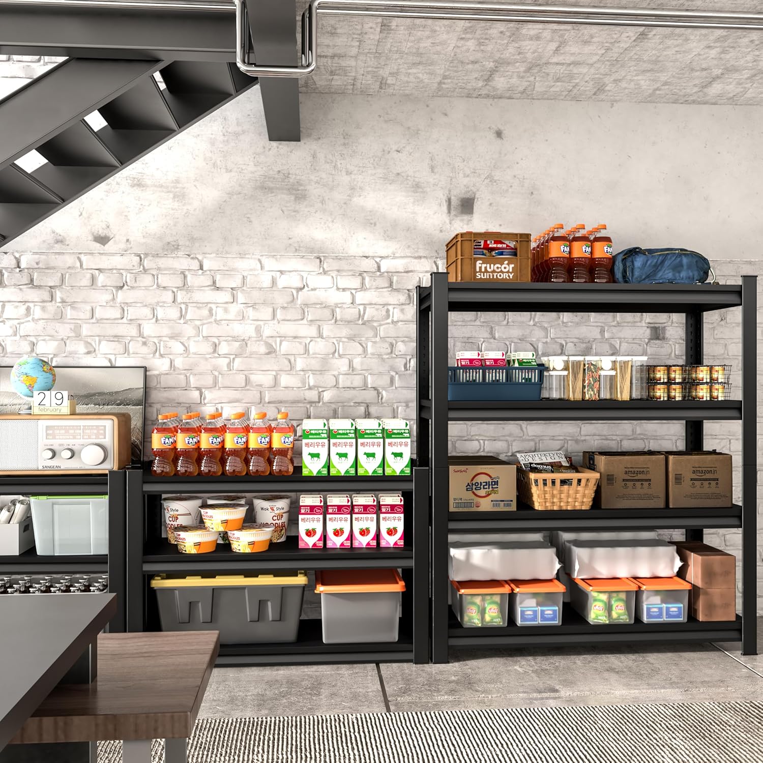 48" W Garage Shelving Heavy Duty, 2200LBS Loads Adjustable Garage Storage Shelves,4-Tier Metal Storage Racks and