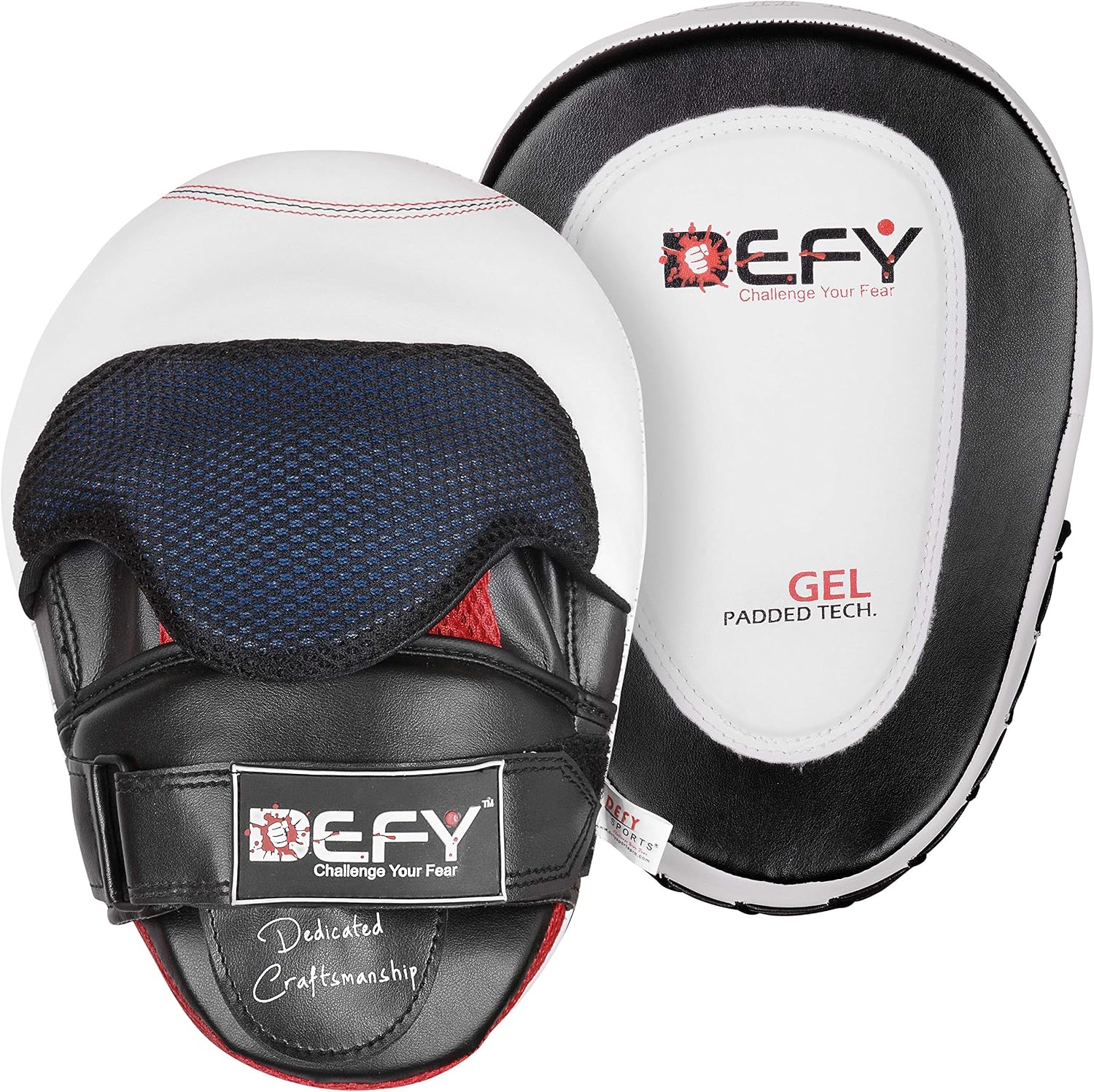 DEFY Gel Padded Punch Mitts Boxing Pads Focus Mitts Punching MMA Hook and Jab Curved Training Kickboxing, Striking