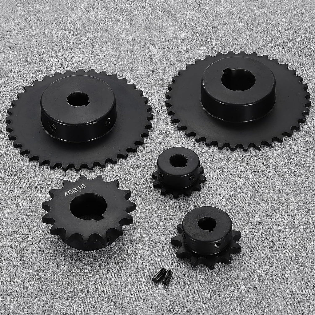 uxcell 2 Pcs #35 Chain Roller Sprocket 5/8" Bore, 36 Tooth C45 Carbon Steel ANSI #35 Roller Sprocket Round Hole with Set Screws for ISO 06C Chain