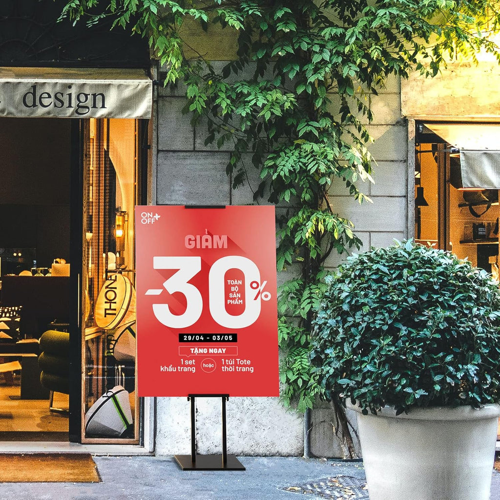 Display Stand Sign Holder, Heavy Duty Adjustable Poster Stand | Pedestal Sign Stand with Non-Slip Base, Up to 75inch