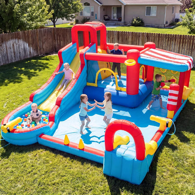 Bounce House Water Slide,18 in 1 Inflatable for Kids | Outdoor Water Park Bouncy House with Dual Slide,Big Splash