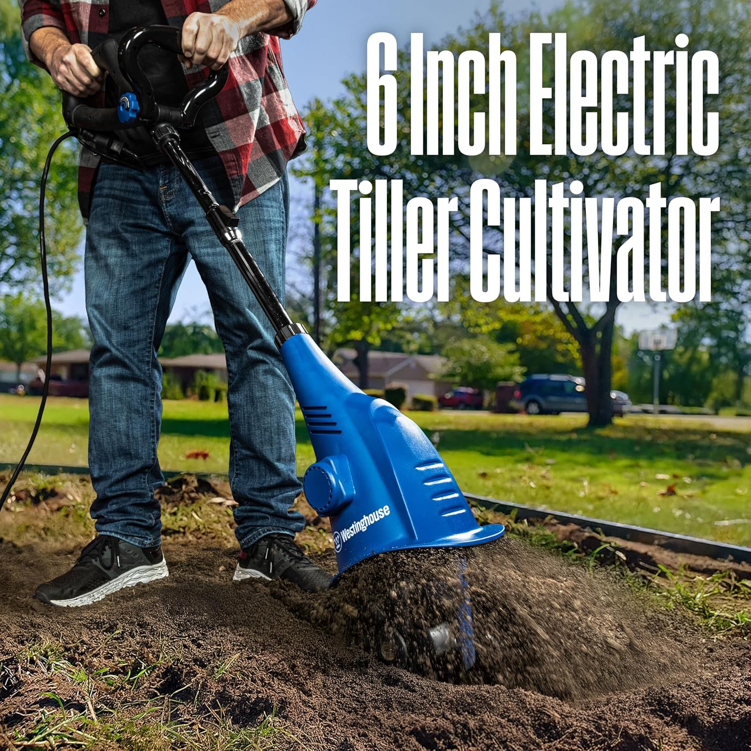 6-Inch, 2.5 Amp Corded Electric Mini Tiller Cultivator for Gardening, Lightweight, 4 Steel Blades