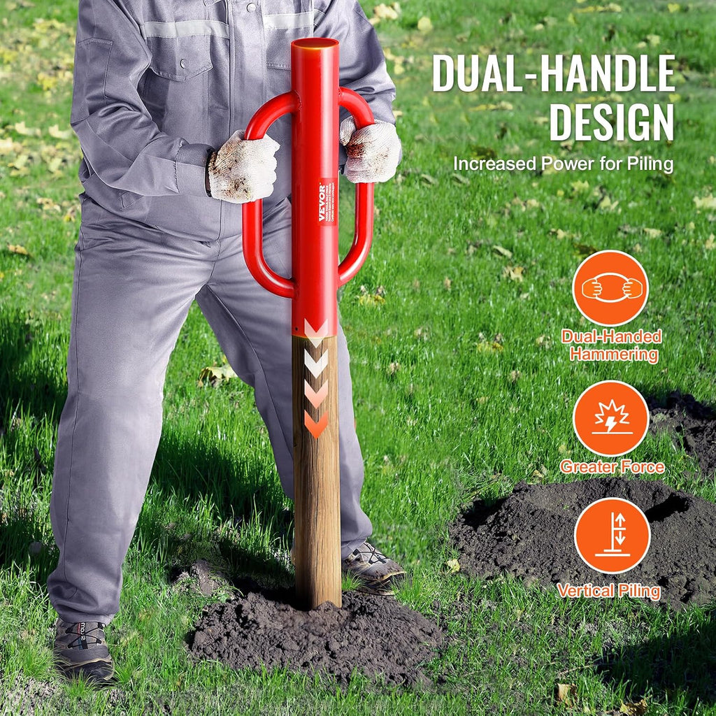 Fence T Post Driver, 4.11" Inner Diameter Post Pounder with Handles, 22LB Heavy Duty Carbon Steel Hand Post Rammer