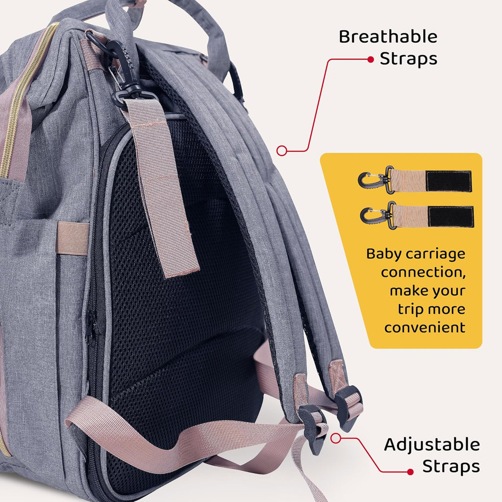 SNUGGY BABY Diaper Bag with Changing Station, Diaper Backpack with Changing Pad, Portable Diaper Organizer, Insulated