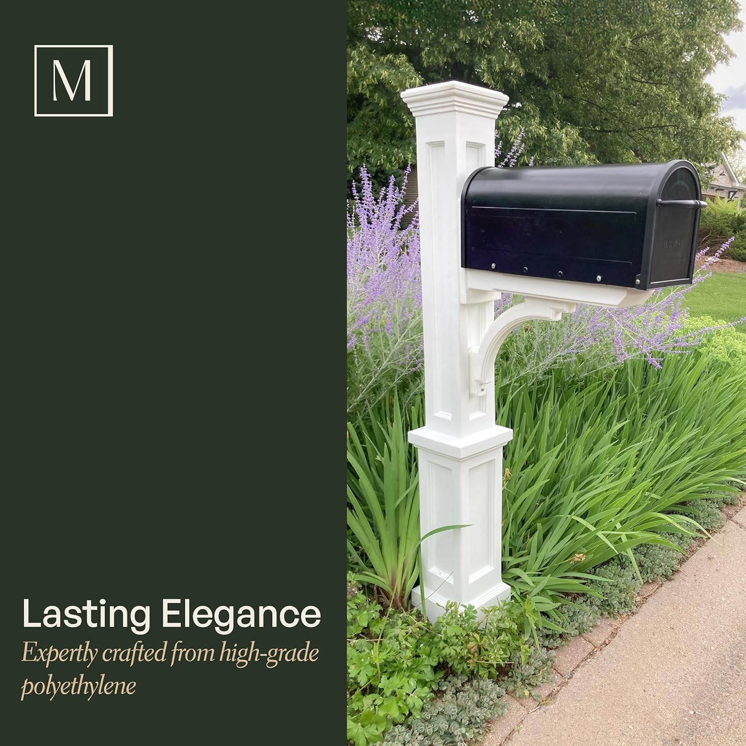 Newport Plus Decorative Mailbox Post, White | For post-mount mailboxes, Weather & fade resistant, All season, 15-year
