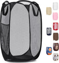 Collapsible Mesh Pop Up Hamper with Wide Opening and Side Pocket - Breathable, Sturdy, Foldable, and Space-Saving