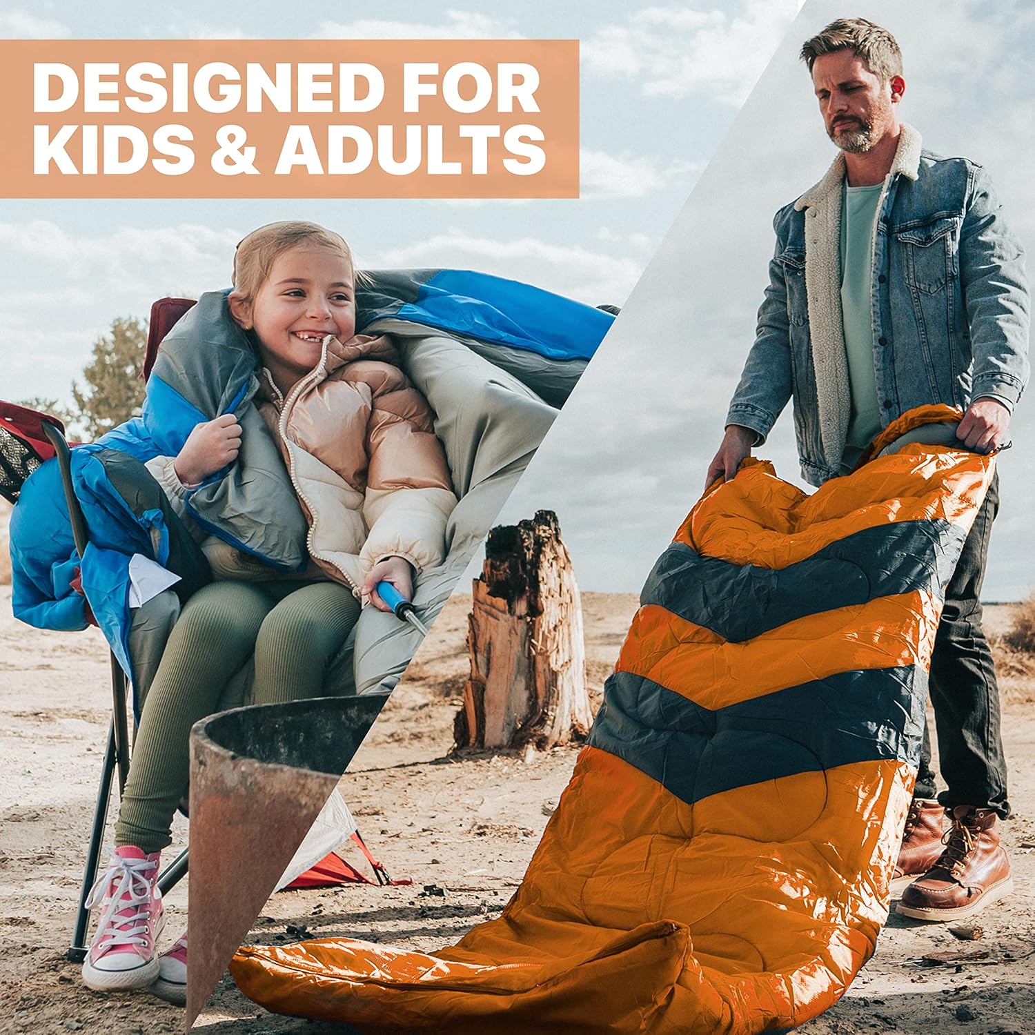 Sleeping Bags for Adults Cold Weather & Warm - Backpacking Camping Sleeping Bag for Kids, Girls, Boys - Lightweight
