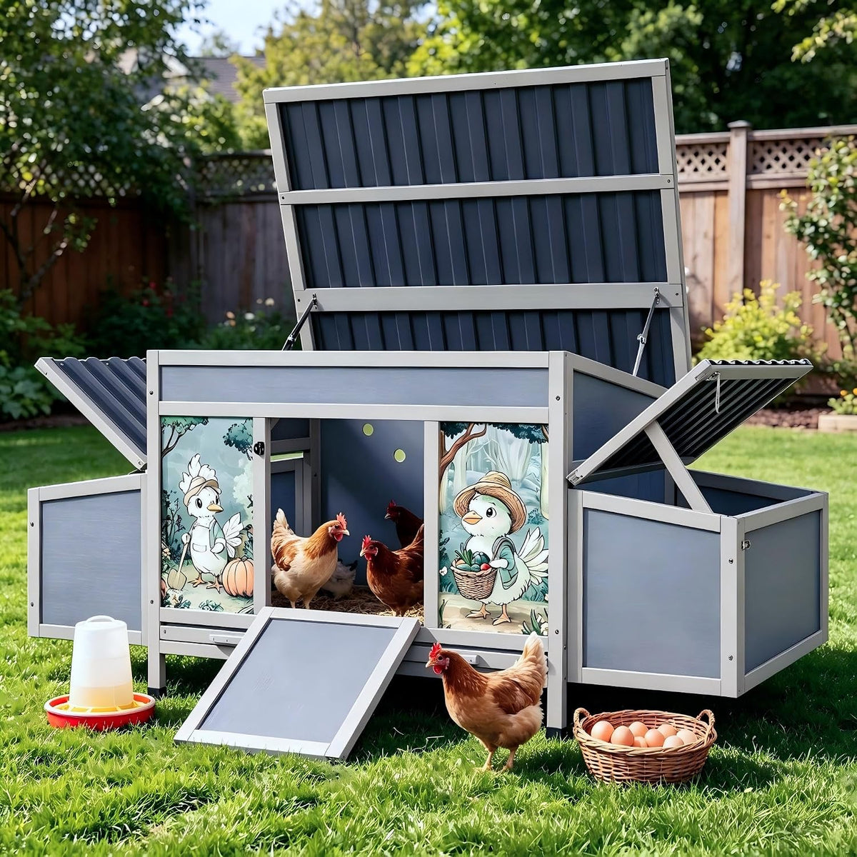Chicken Coop with Nesting Boxes & Perches 59'' Large Poultry Hutch