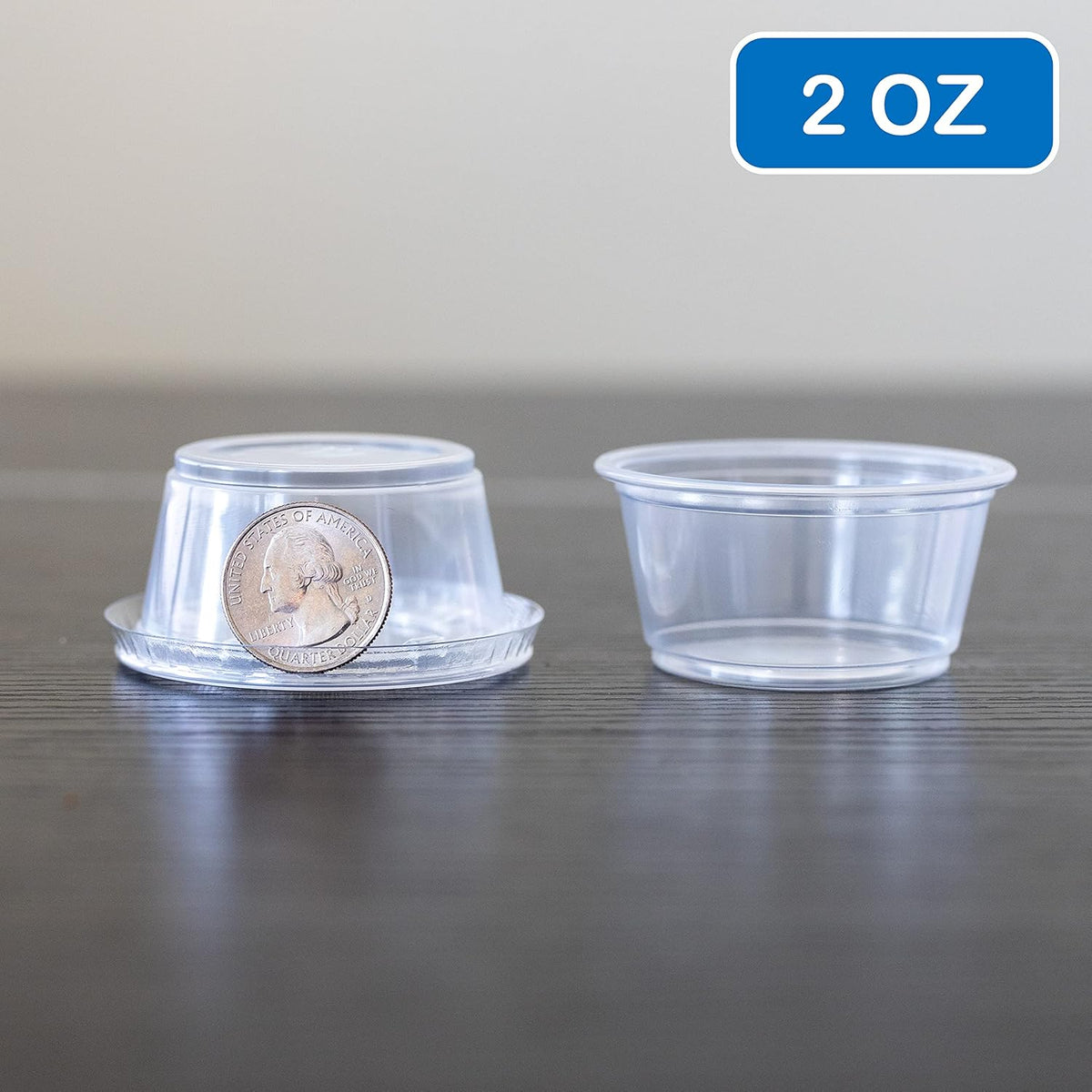 Clear Disposable Plastic Portion Cups with Leakproof Lids | 2 Oz, 100 Sets | BPA Free, Recyclable Jello & Dipping