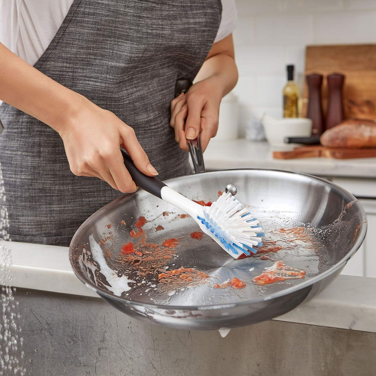 Good Grips Dish Scrub Brush with Non-Slip Handle, Nylon Bristles