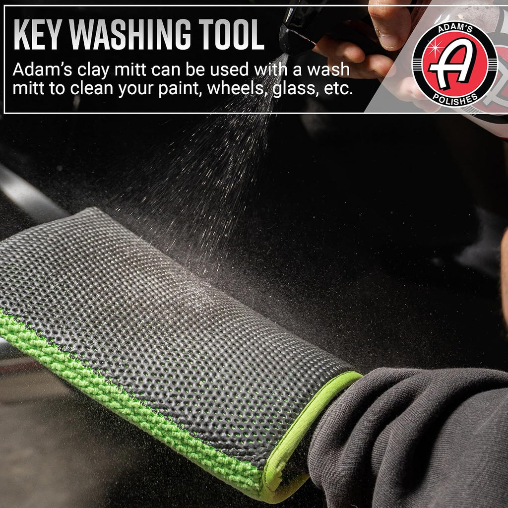Adam's Clay Mitt (Green, 2pk) - Car Detailing Medium Grade Clay Mitt Glove Quickly Removes Debris from Your Vehicle