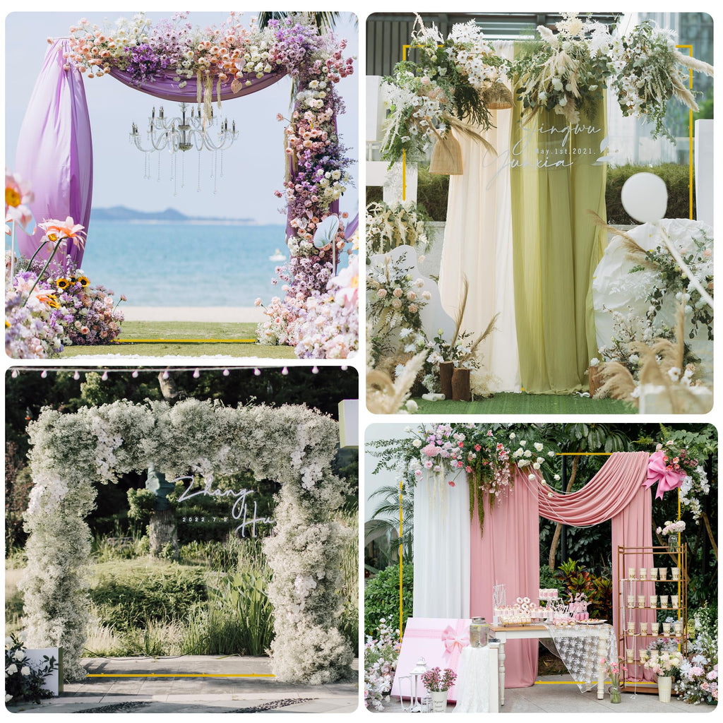 Square Wedding Arch Backdrop Stand Gold Metal Arch 7.2FT x 6FT