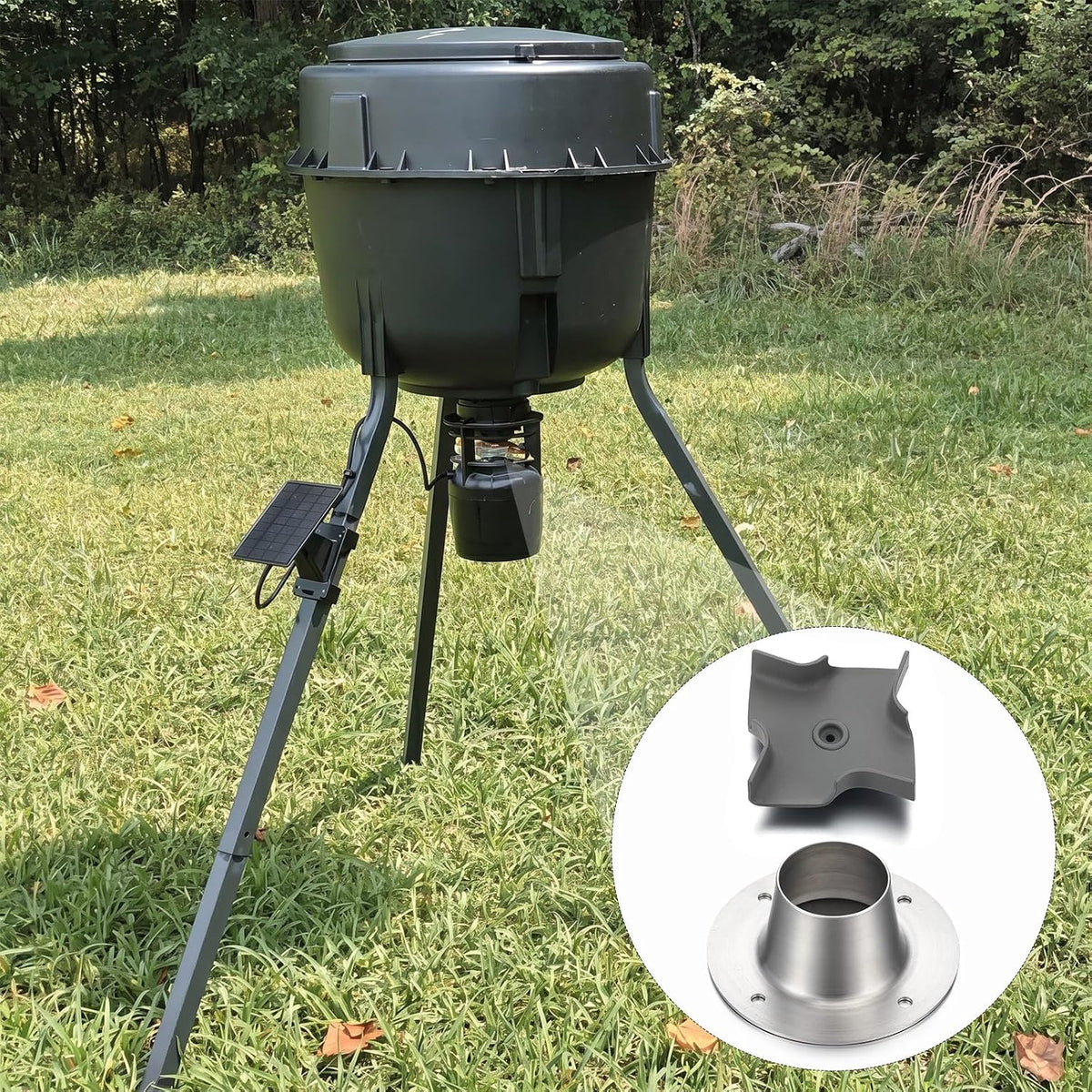 2 Sets Metal Spinner Plate and Funnel Kit 2.25x2.25 Inch Spinner Plate 3.5x1.5 Inch Funnel 4 Outlets Deer Feeder