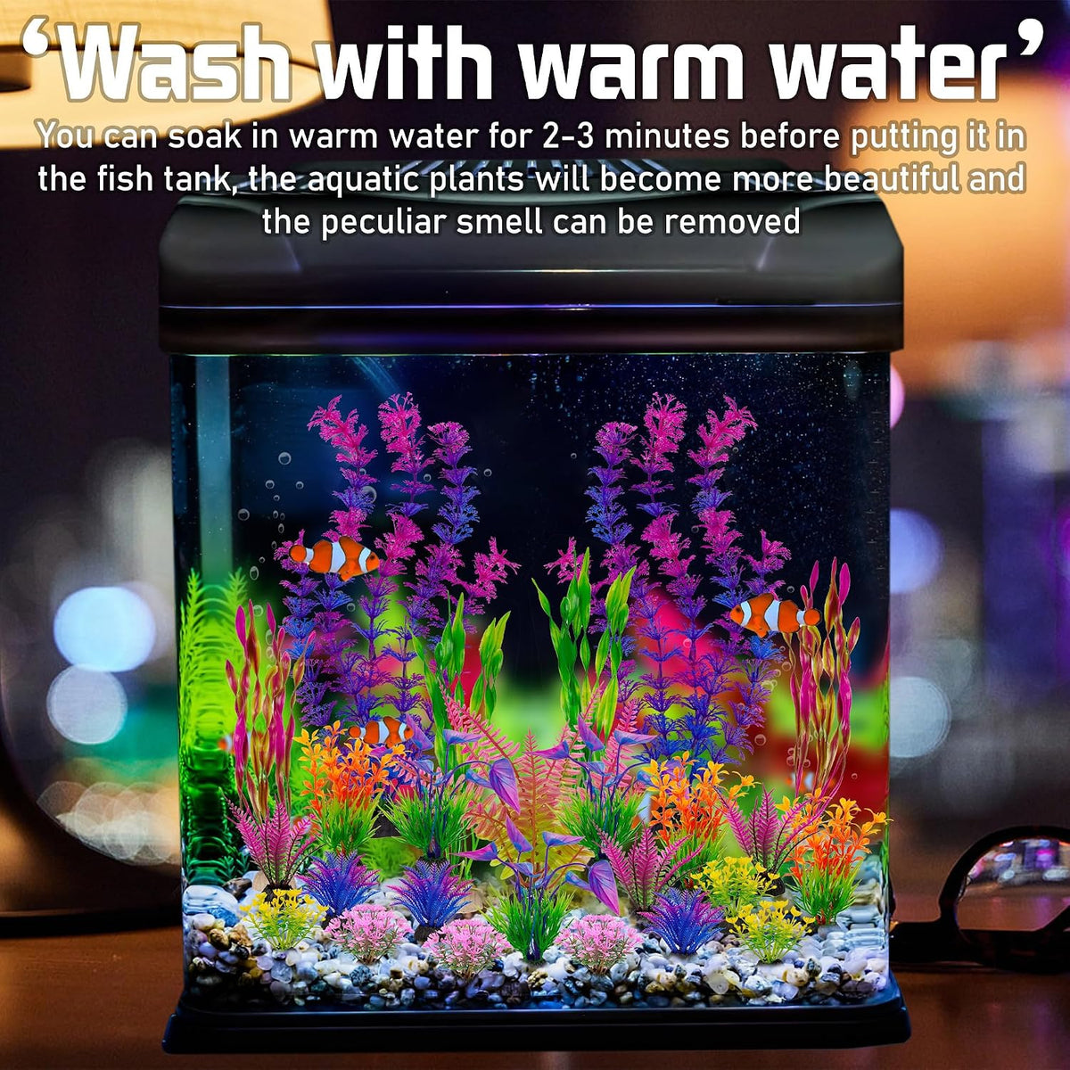 Artificial Aquarium Plastic Plants Fish Tank Decorations, 25PCS