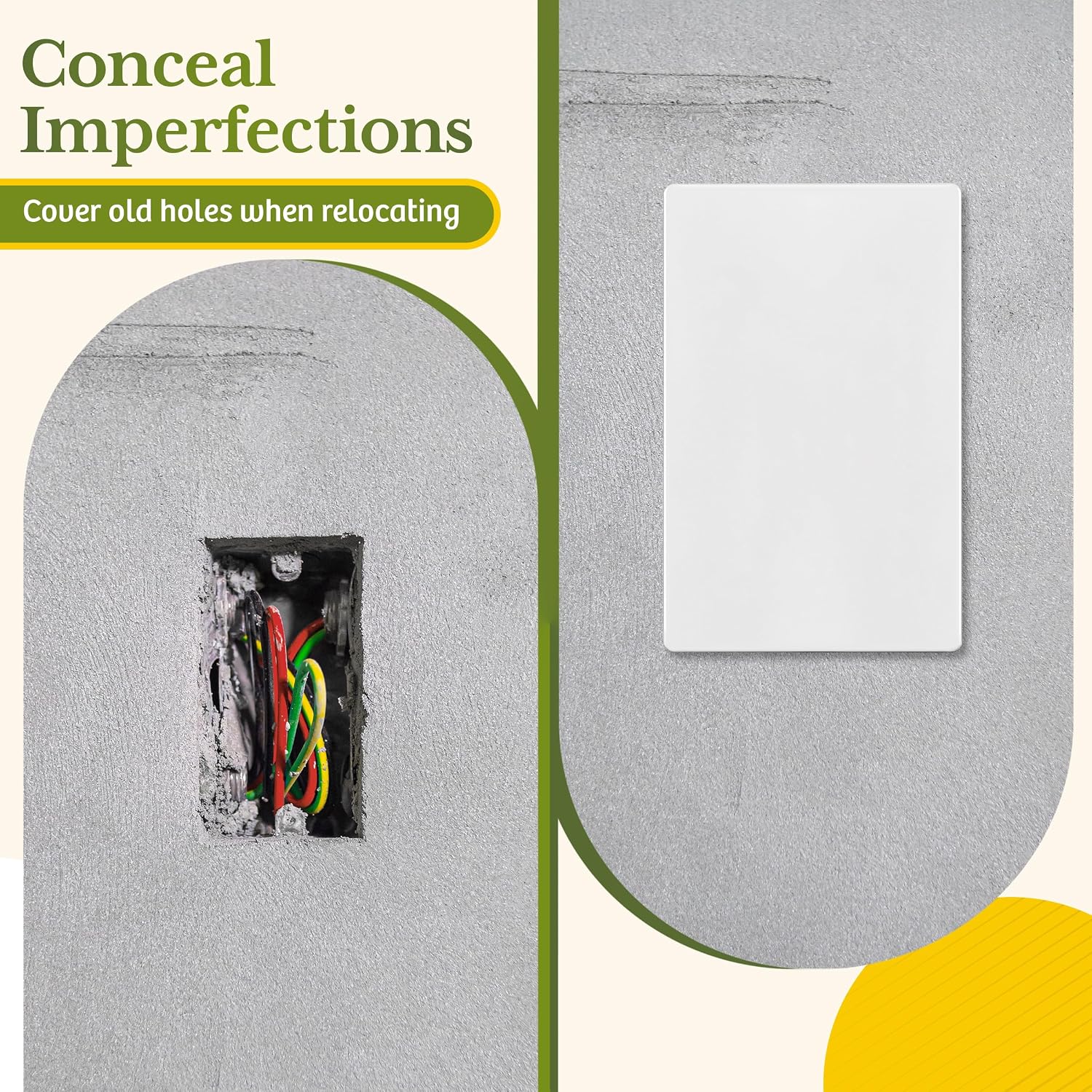 Mid-Size Screwless Blank Wall Plate, 1-Gang Outlet Cover, 1 Pack, White | Medium size 4.88" x 3.11", hide gaps, holes
