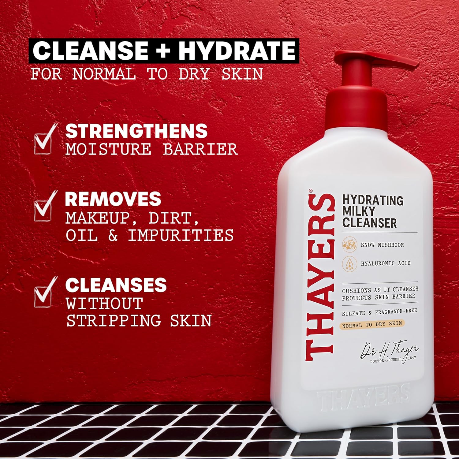 Milky Hydrating Face Cleanser with Snow Mushroom and Hyaluronic Acid, Dermatologist Recommended Gentle Facial Wash