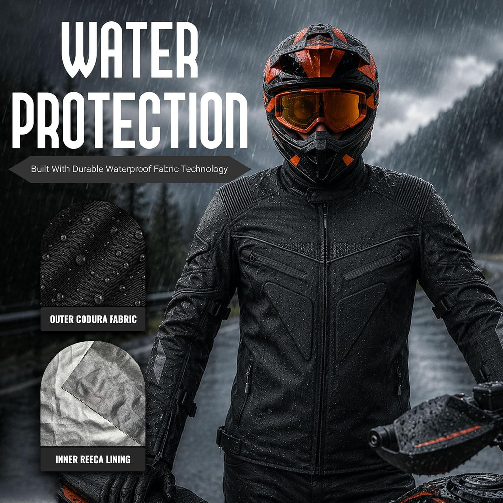 Mens Motorbike Jacket Waterproof CE Armored For Bikers Boys Coat Protective Cordura Textile Motorcycle Jacket