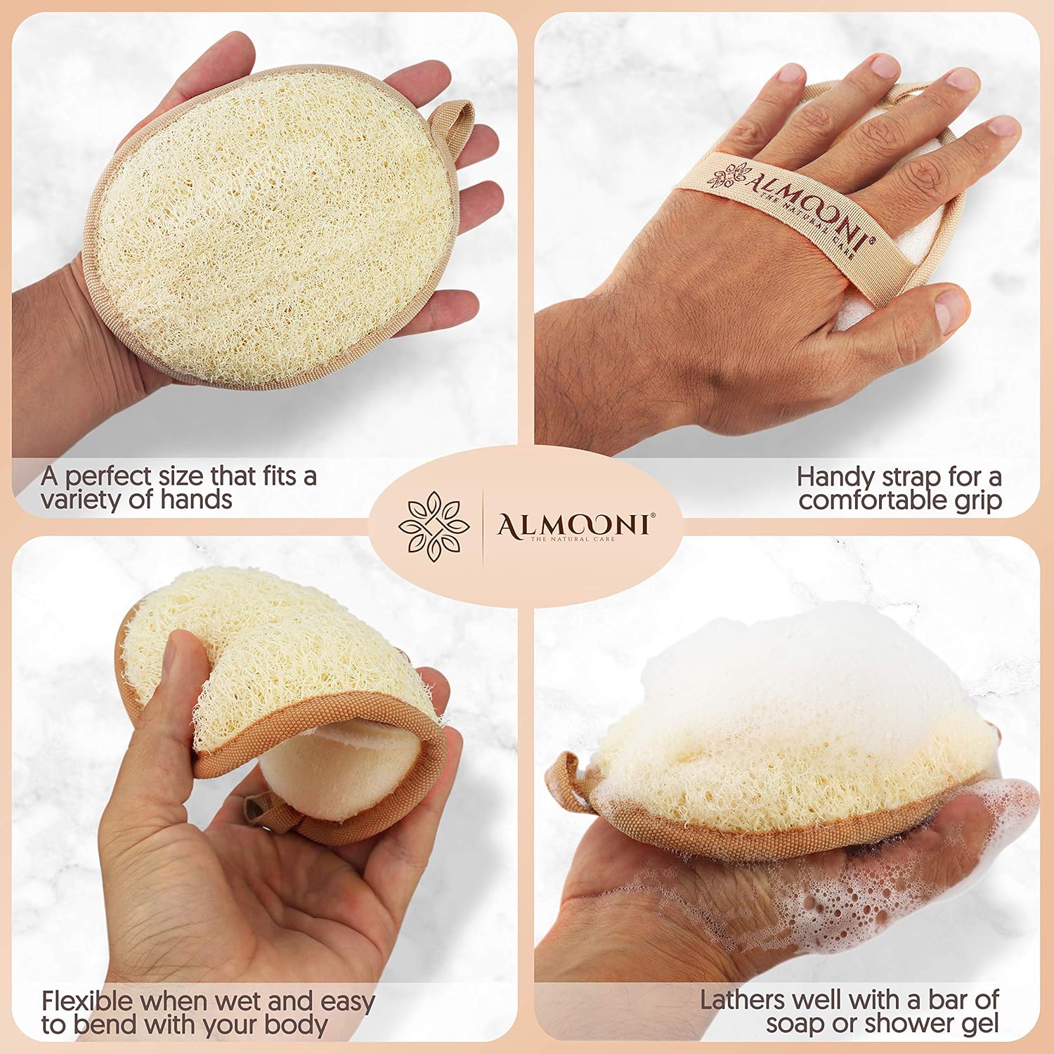 Natural Loofah Exfoliating Body Scrubber, Made with Natural Egyptian Shower Loofah Sponge, Bath Shower Loofah Sponge