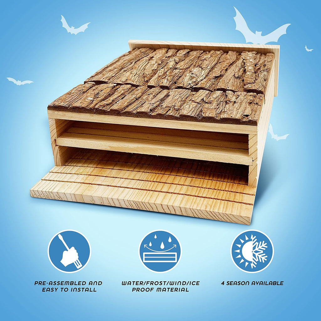Bat Houses for Outdoors for Tree, Real Bark, 2 Chamber