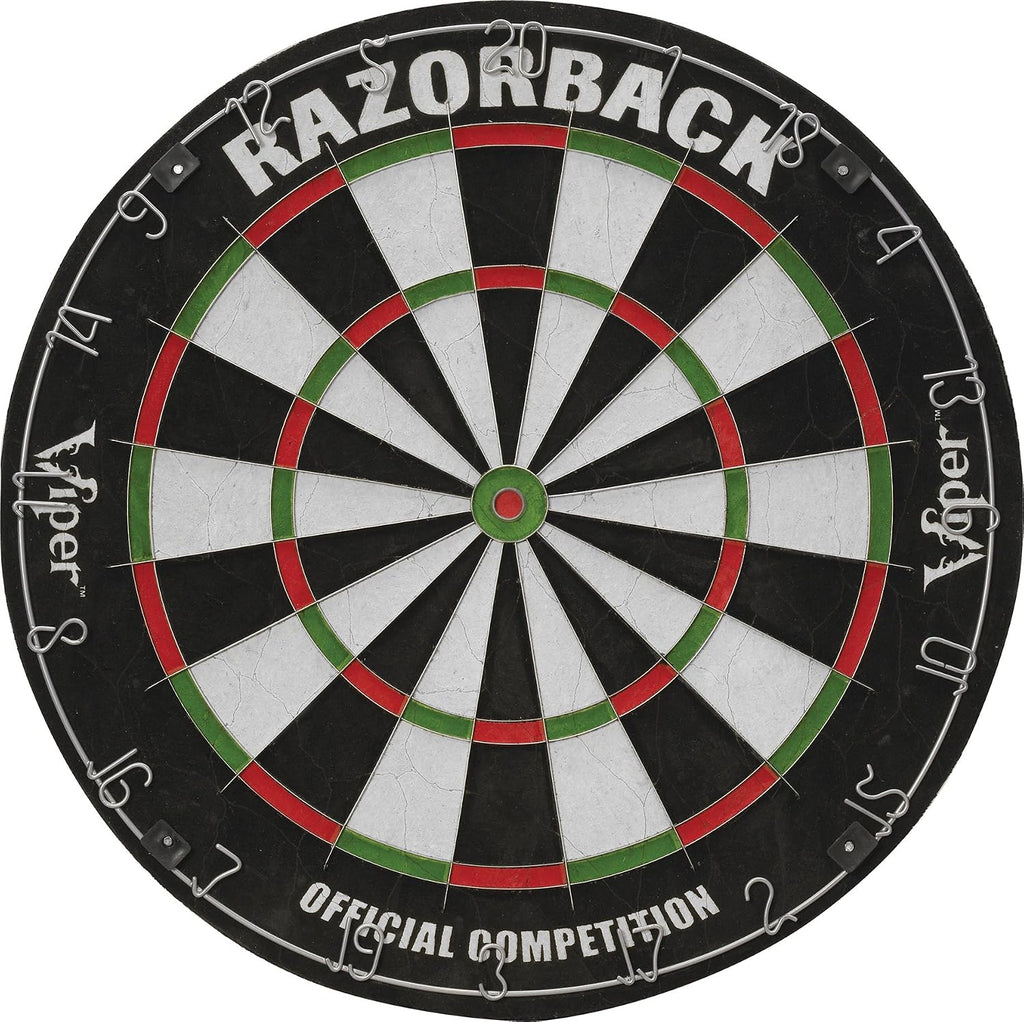 Viper Razorback Regulation Bristle Sisal Steel Tip Dart Board for Adults | WDF Accredited, 17.75 Inch Dartboard