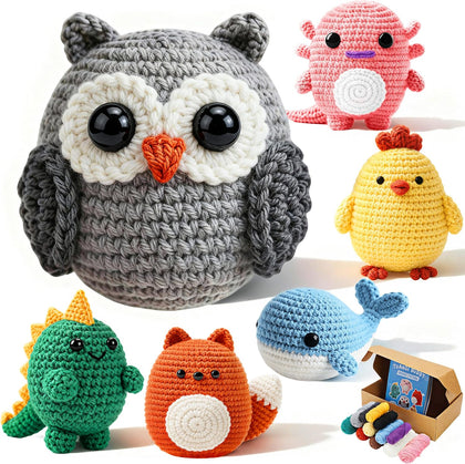 Crochet Kit for Beginners 6 PCS Amigurumi Animal Family Crochet Starter Kit with Step-by-Step Video Tutorials 40%