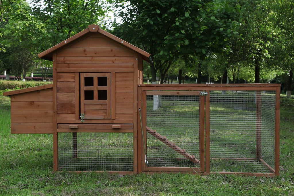 Wooden Chicken Coop for 2-5 Chickens Outdoor Wooden Hen House Poultry Pet Hutch for Backyard Outdoor w/Tray Run Cage