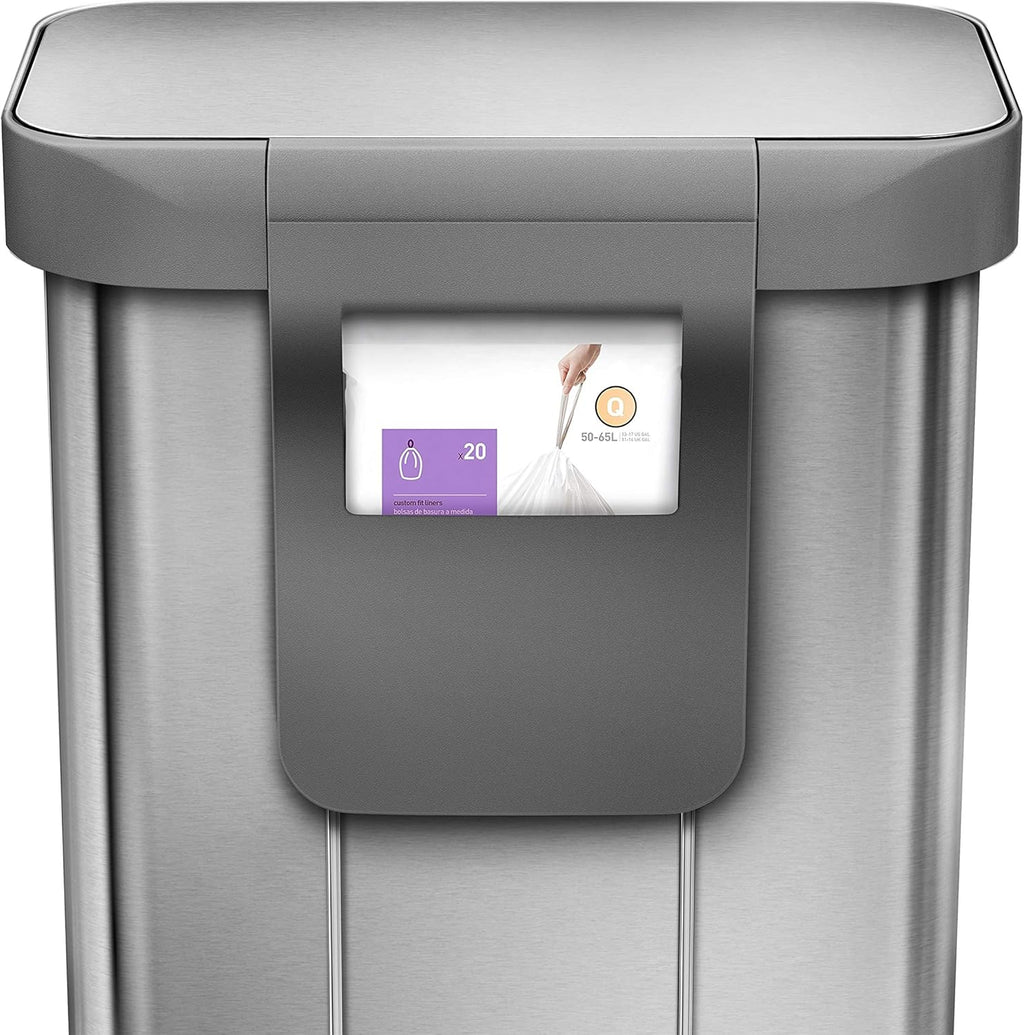Kitchen Trash Can with Lid, Touchless Waste Bin, Large 45 Liter, Rectangular, White Stainless Steel