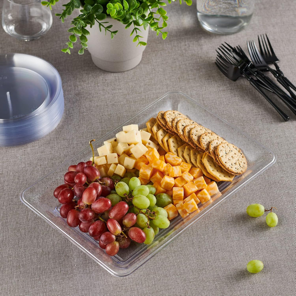 Clear Plastic Serving Trays - Serving Platters Rectangle Pack of 4