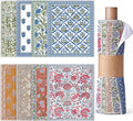 24 Pack Reusable Paper Towels Washable Cloths, Indian Block Print