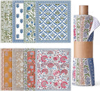 24 Pack Reusable Paper Towels Washable Cloths, Indian Block Print