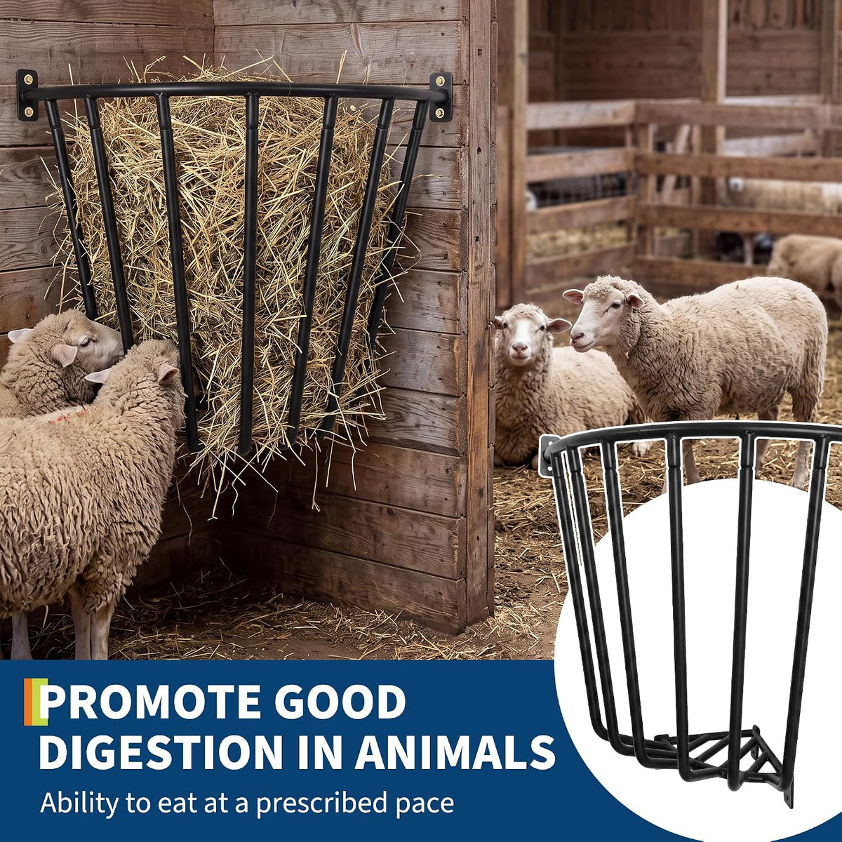 2 Pack Horse Goat Hay Feeder, 30'' Corner Hay Rack Wall Mounted