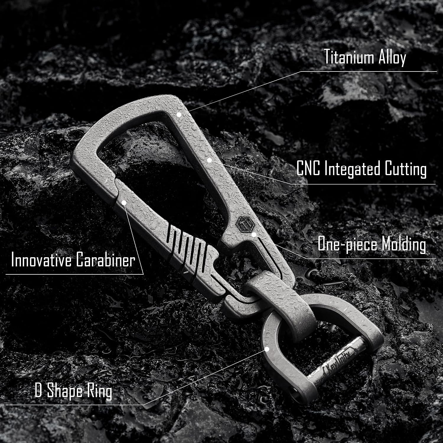 Titanium Carabiner Keychain Clip, Quick Release EDC Key Holder Organizer with Key Ring