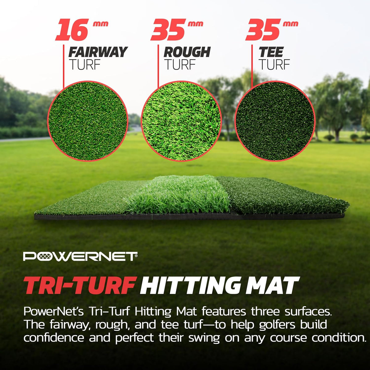 Foam Golf Balls & Tri-Turf Mat Bundle, Portable 25" x 16" Hitting Space, Golfing Accessories Training Aid to Improve