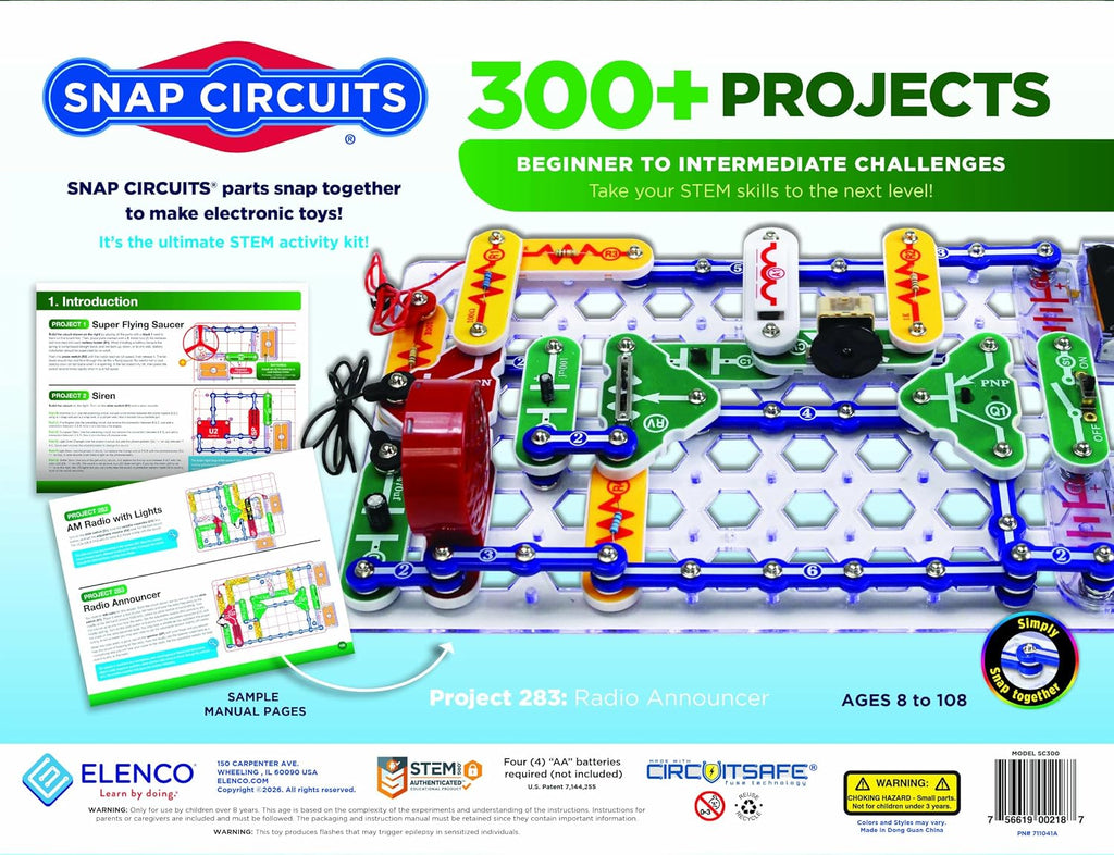 Classic SC-300 Electronics Exploration Kit | Over 300 Projects | Full Color Manual Parts | STEM Educational Toy for