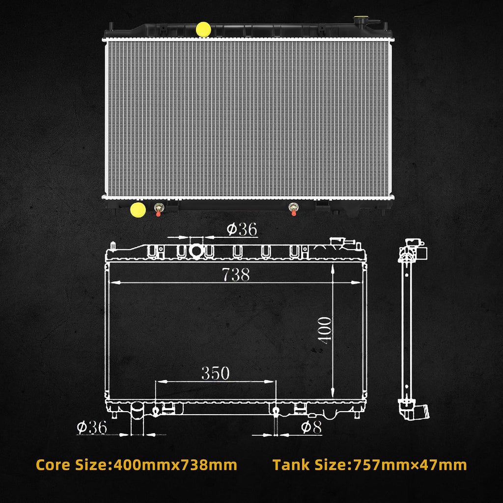 DWVO Complete Radiator Compatible with 2002-2006 Altima 2.5L, CU2414