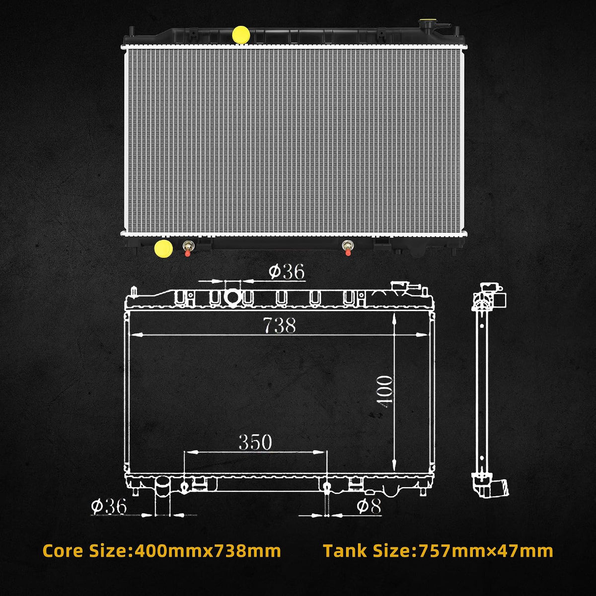 DWVO Complete Radiator Compatible with 2002-2006 Altima 2.5L, CU2414