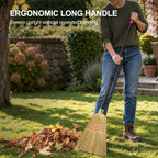 Natural Corn Broom Heavy Duty for Yard, Garden & Garage Cleaning