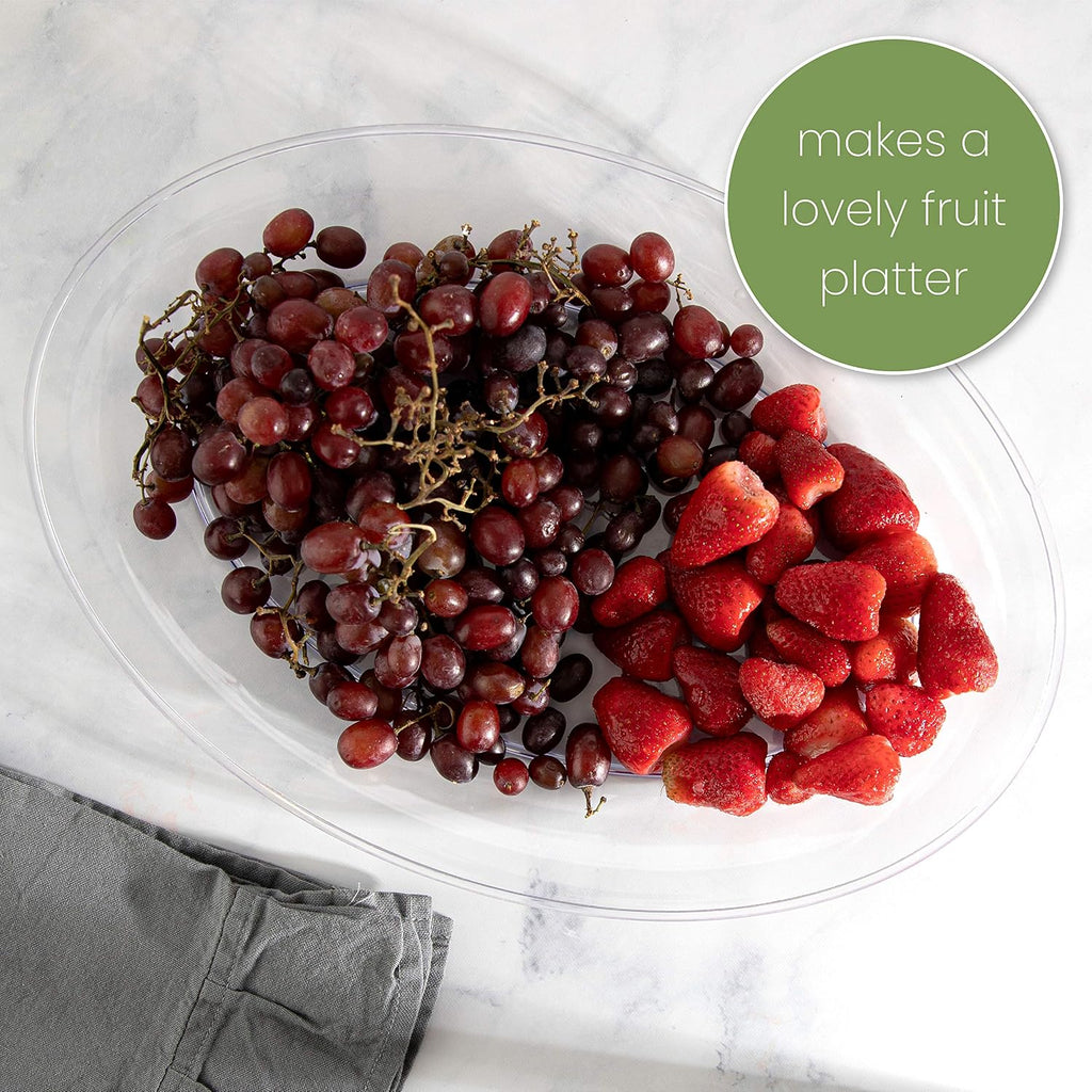 Clear Plastic Oval Serving Trays - Serving Platters Oval Pack of 4