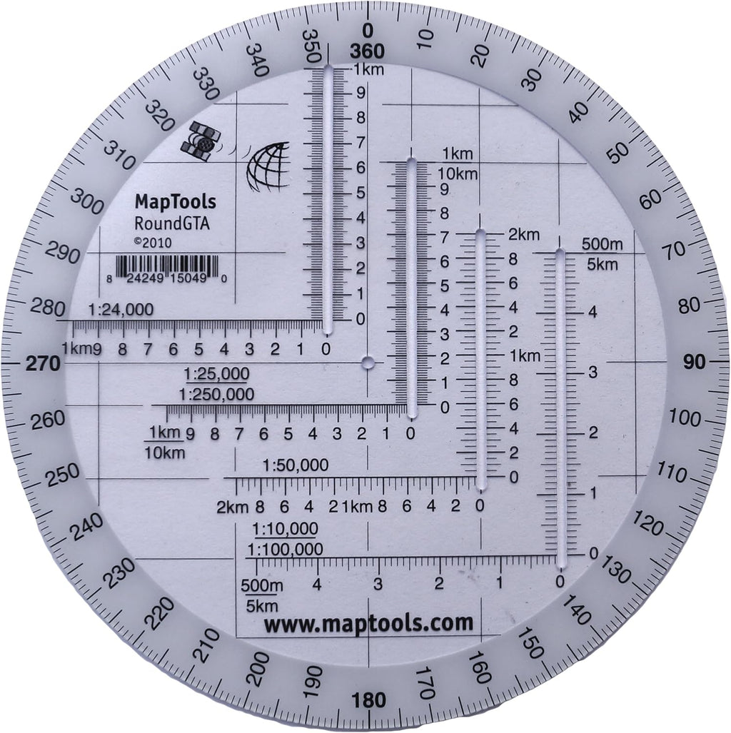 Round Military Coordinate Scale and Protractor