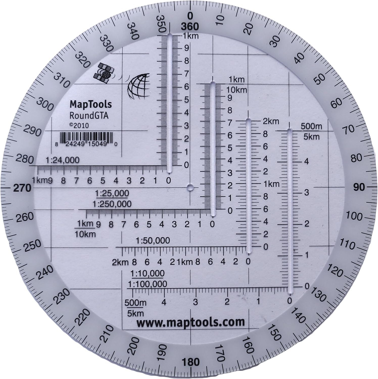 Round Military Coordinate Scale and Protractor